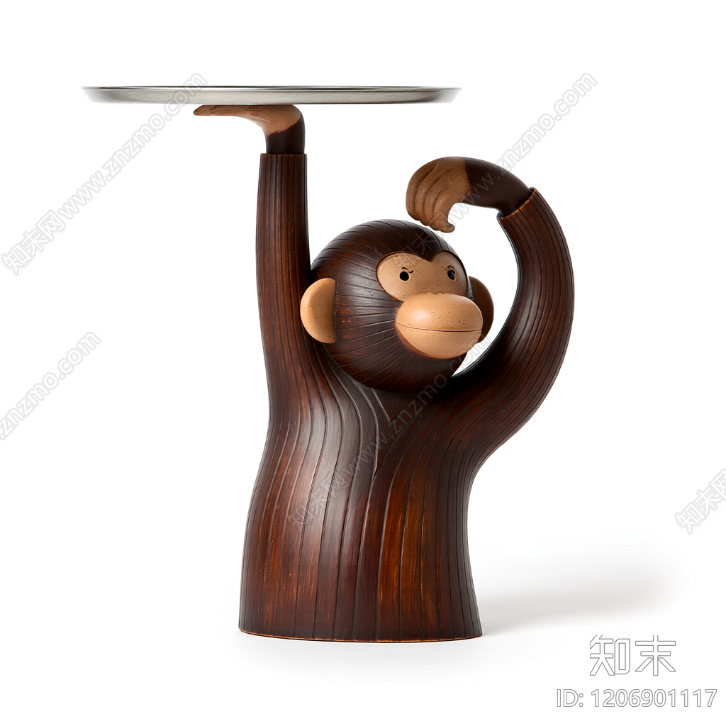 猴子托盘雕塑3D模型下载【ID:1206901117】