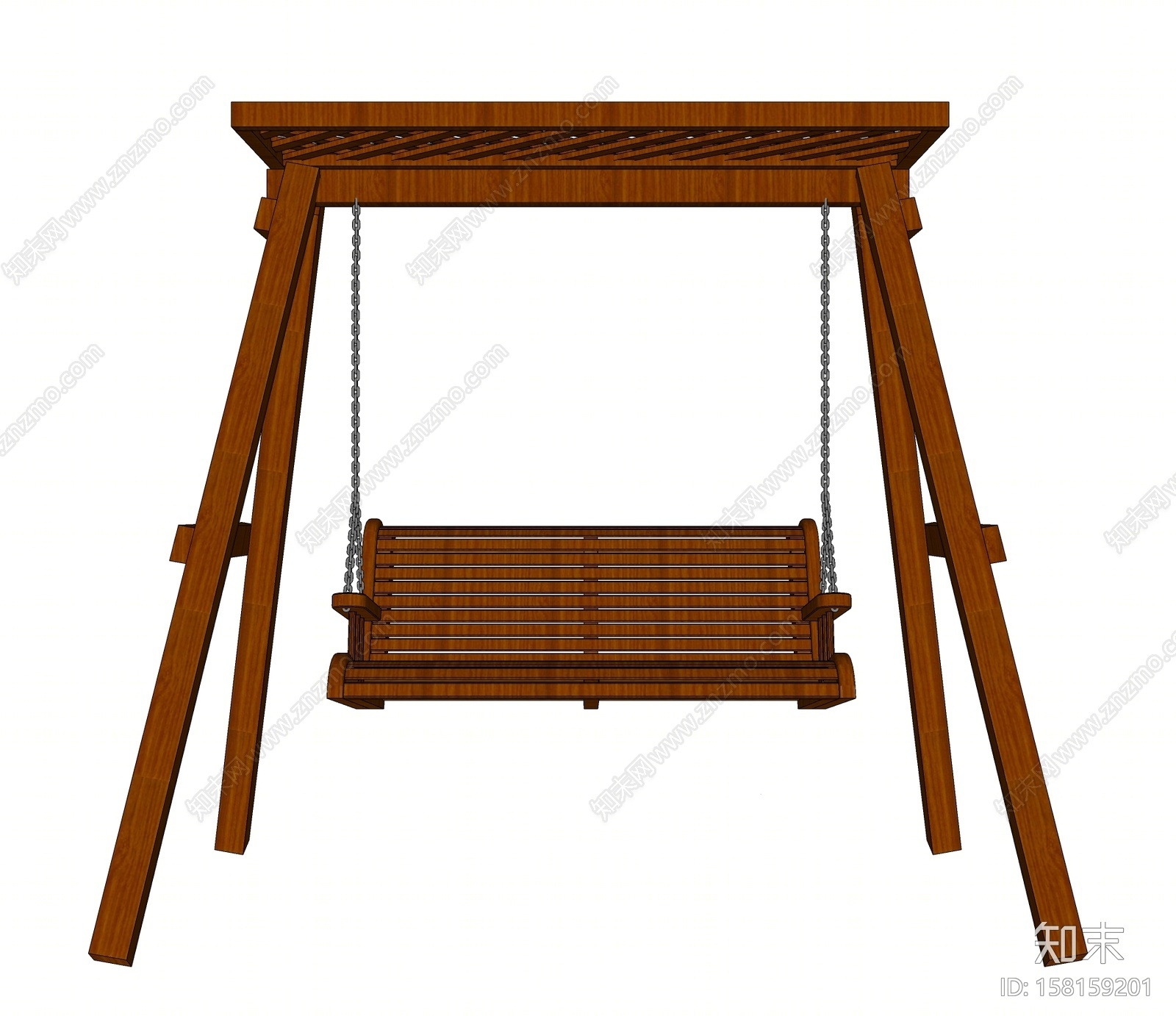 中式实木秋千吊椅吊椅SU模型下载【ID:158159201】
