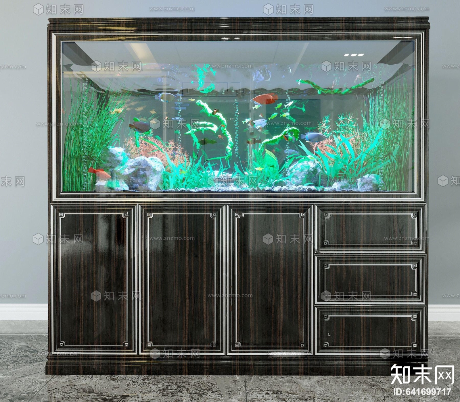 新中式鱼缸水族组合3D模型下载【ID:641699717】