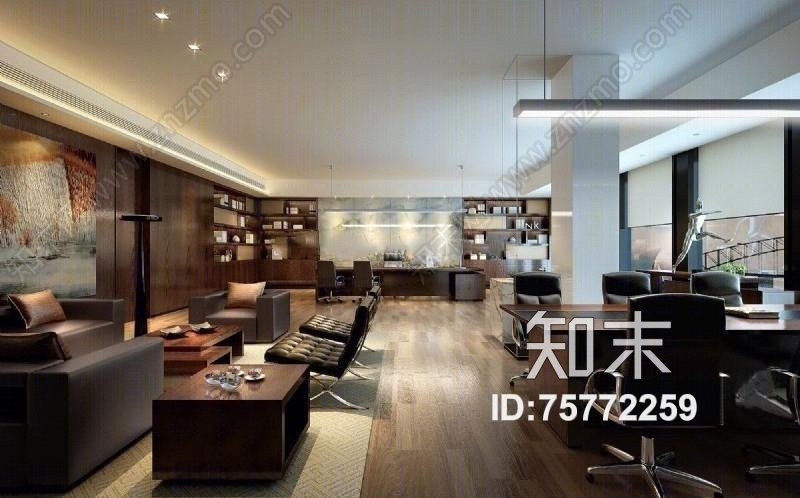 现代董事长办公室3D模型下载【ID:75772259】