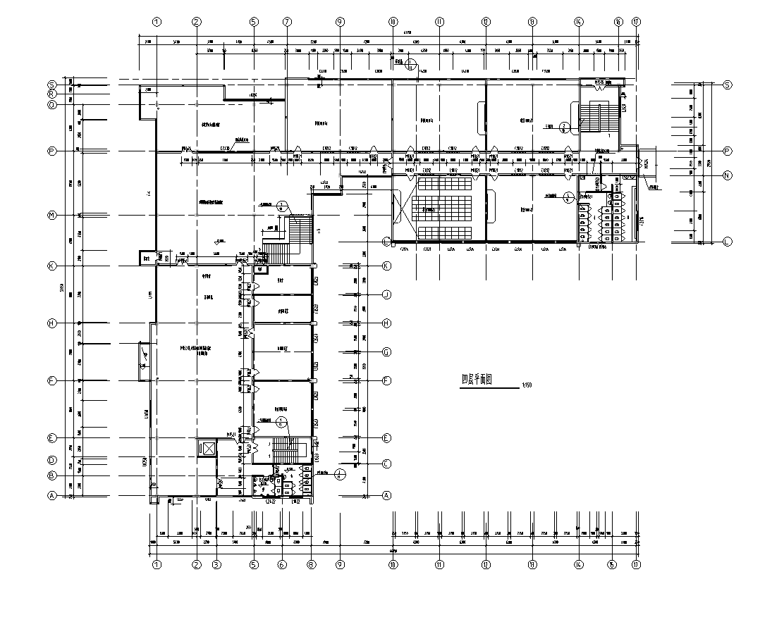 长65.6米宽56.3米四层V型图书馆设计施工图cad施工图下载【ID:160406132】