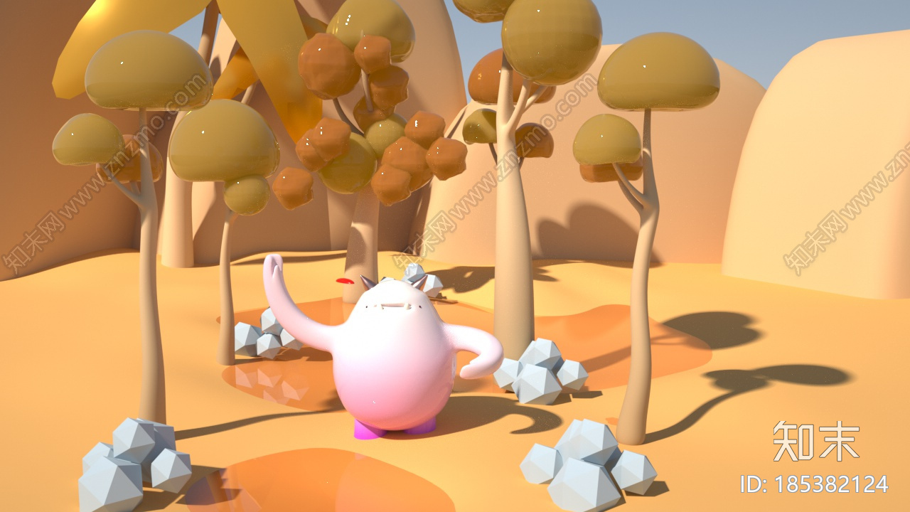 卡通IP怪兽（oc渲染器）CG模型下载【ID:185382124】