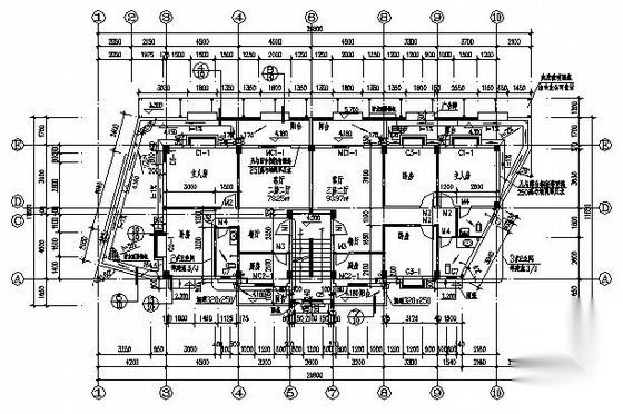 某六层商住楼区建筑施工图（三栋）cad施工图下载【ID:149814190】