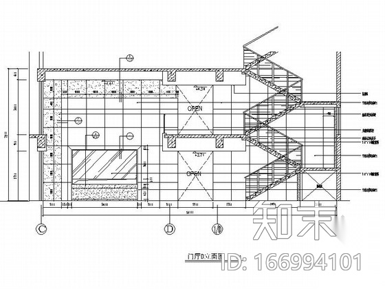 [南京]交通便利现代风格四层办公空间装修施工图（含电气...cad施工图下载【ID:166994101】