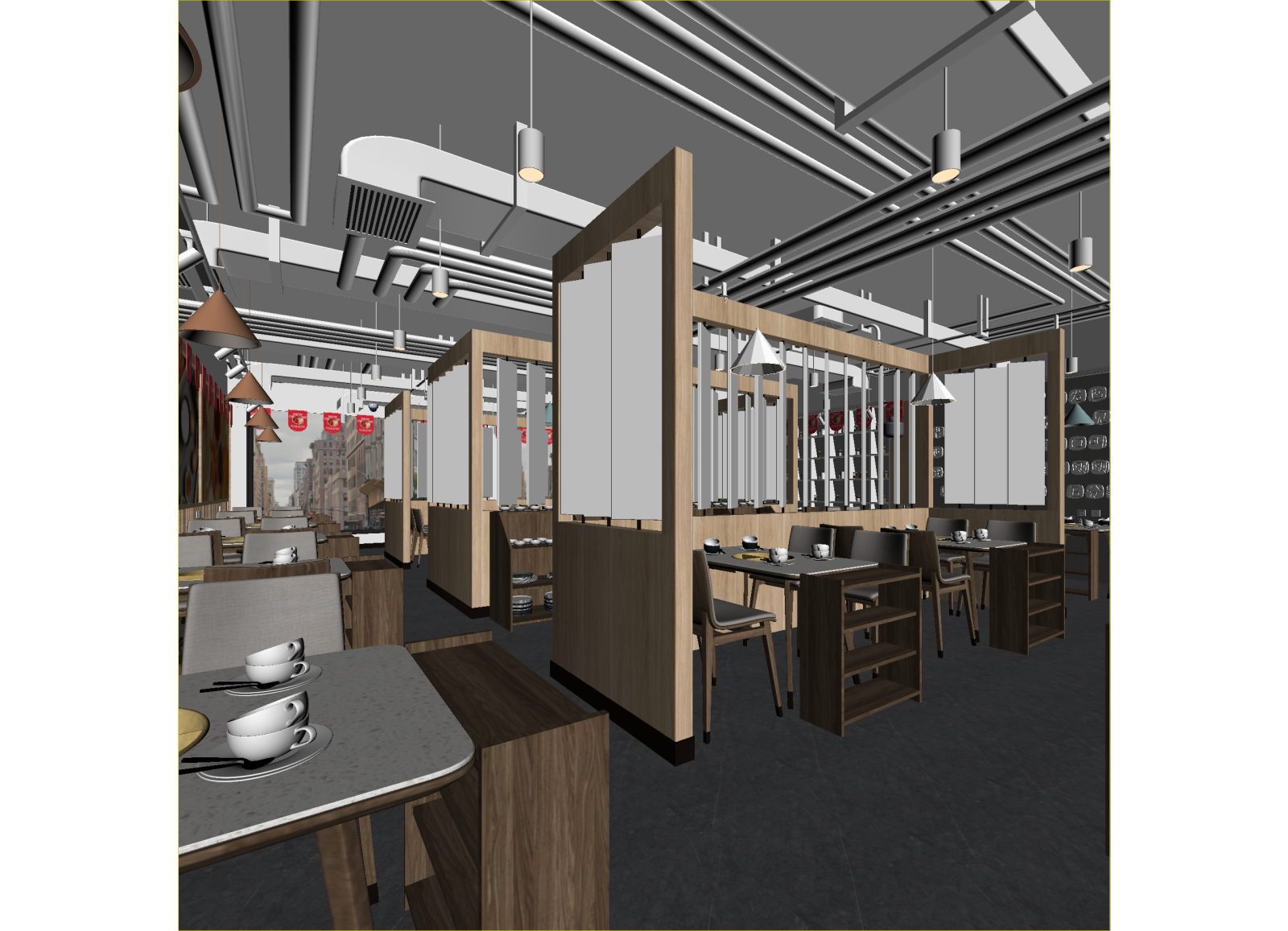 现代中餐厅3D模型下载【ID:1214342149】