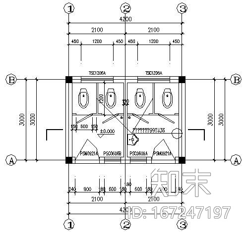 某单层公厕建筑方案图施工图下载【ID:167247197】