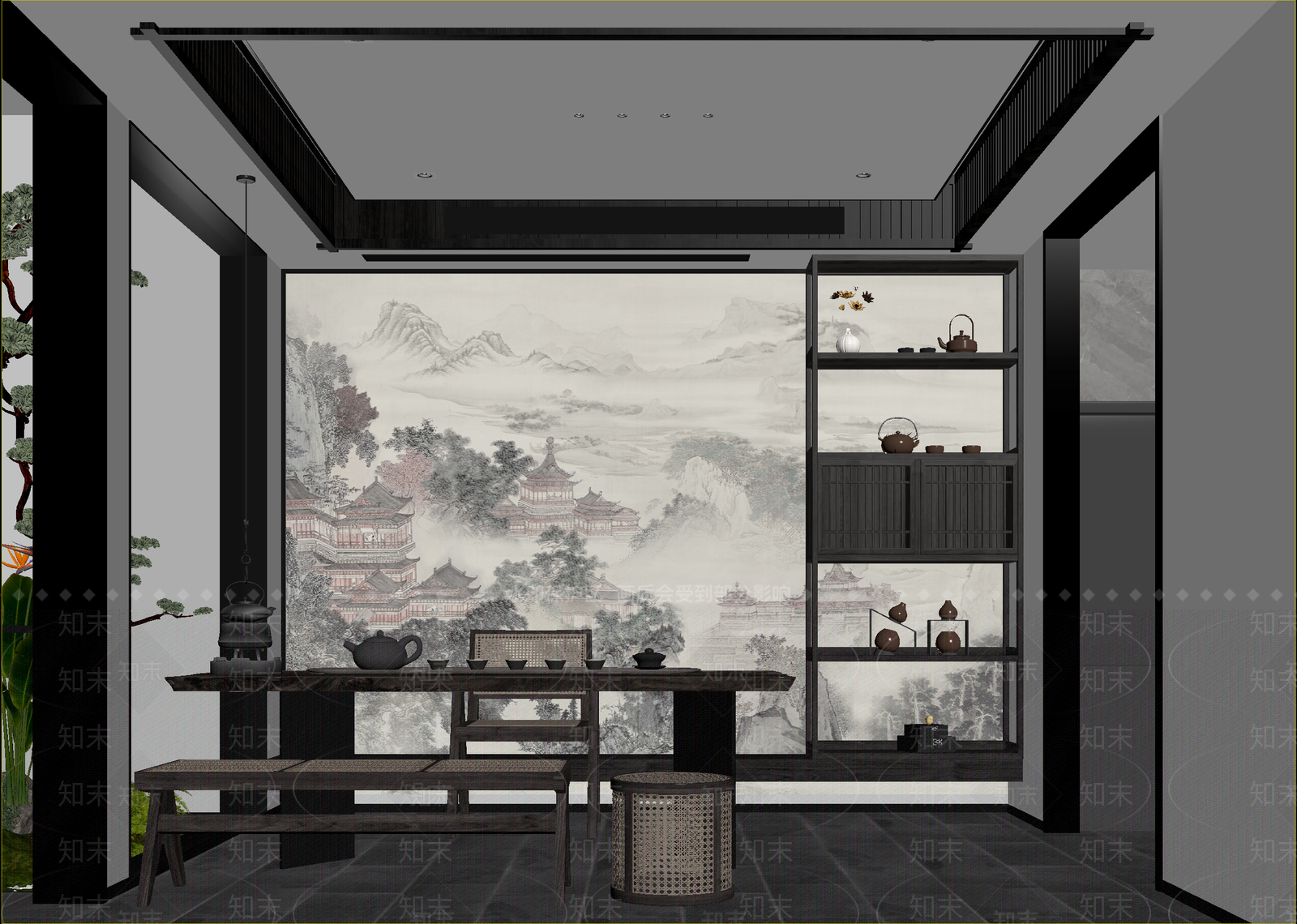 新中式茶室3D模型下载【ID:1214707737】