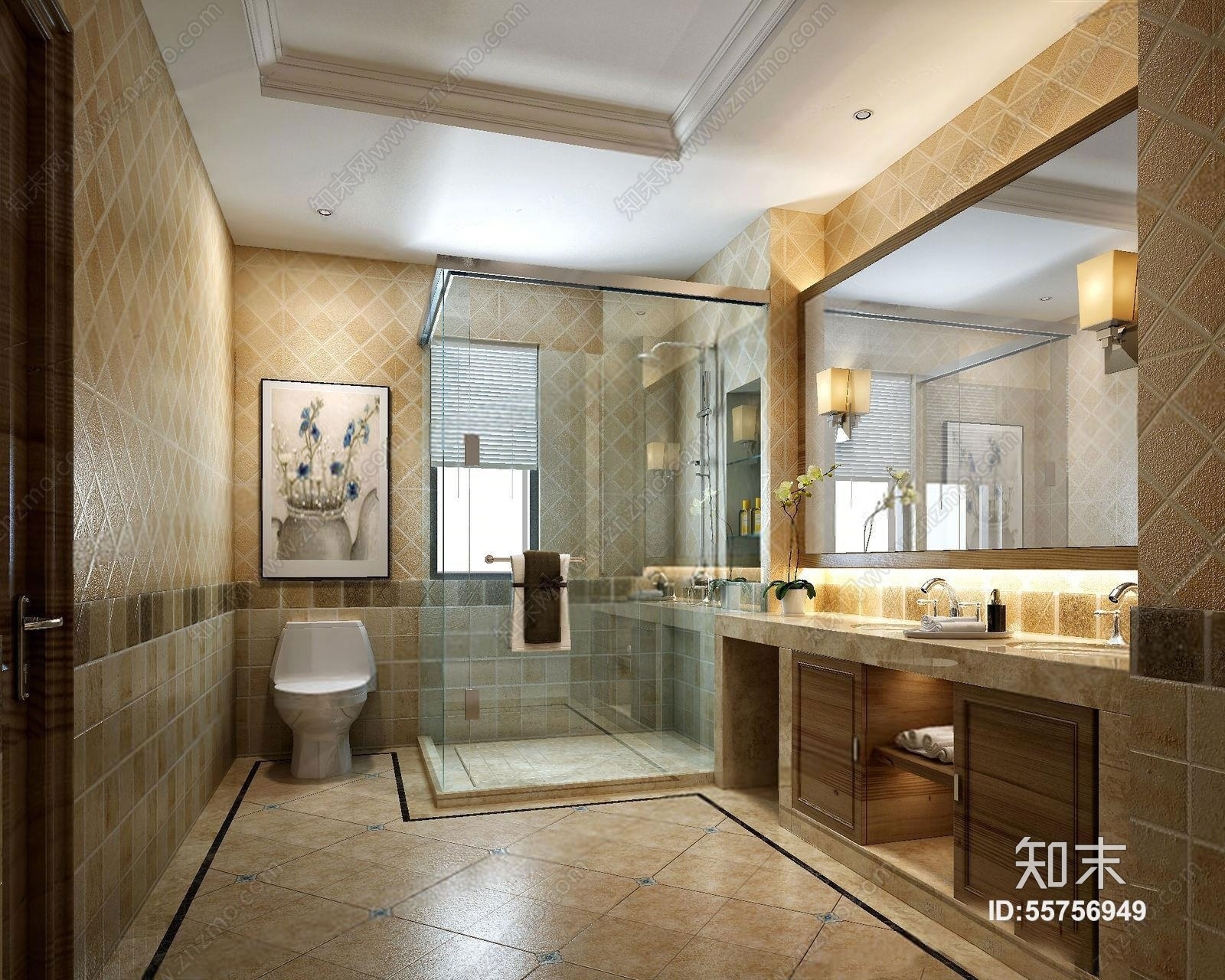 美式卫生间3D模型下载【ID:55756949】