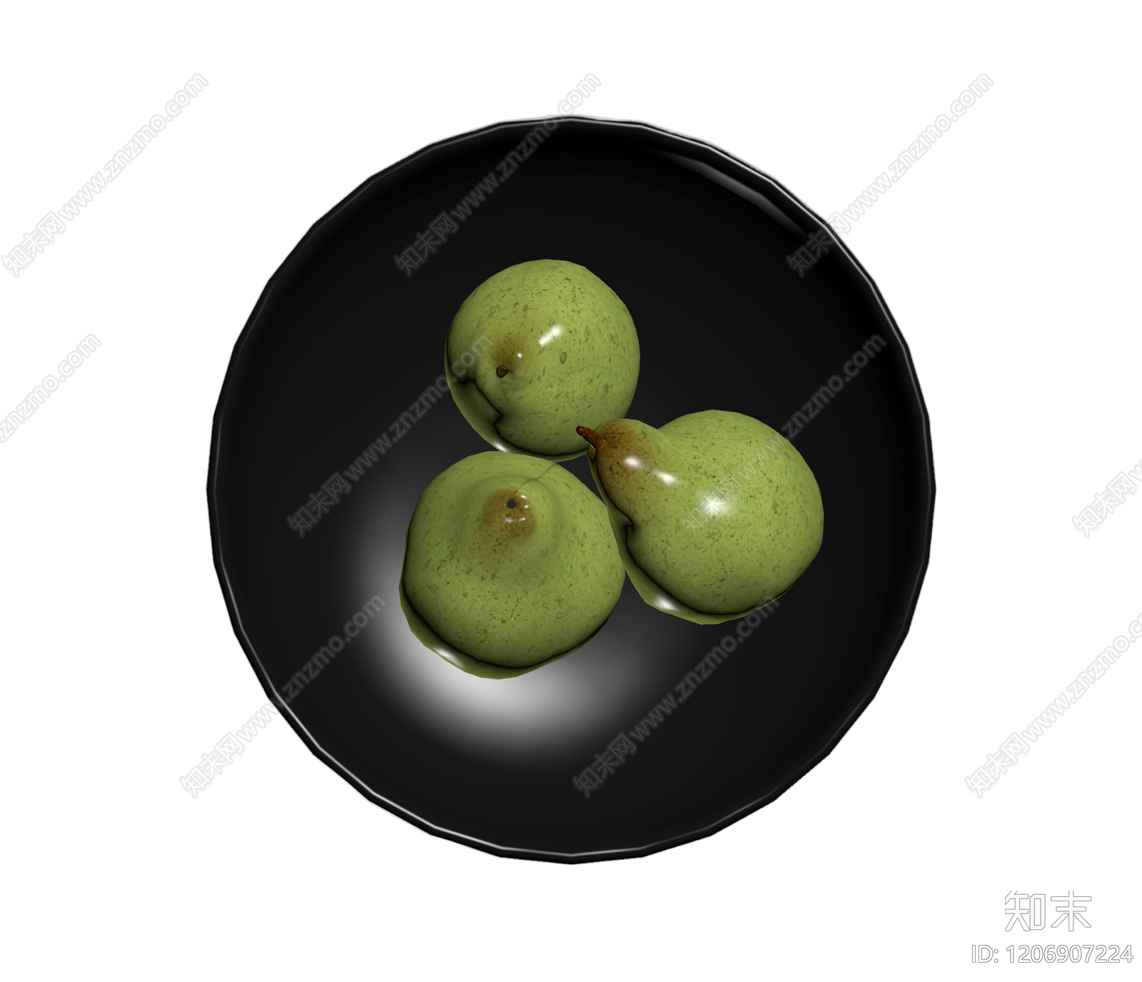 黑色果盘配梨装饰3D模型下载【ID:1206907224】
