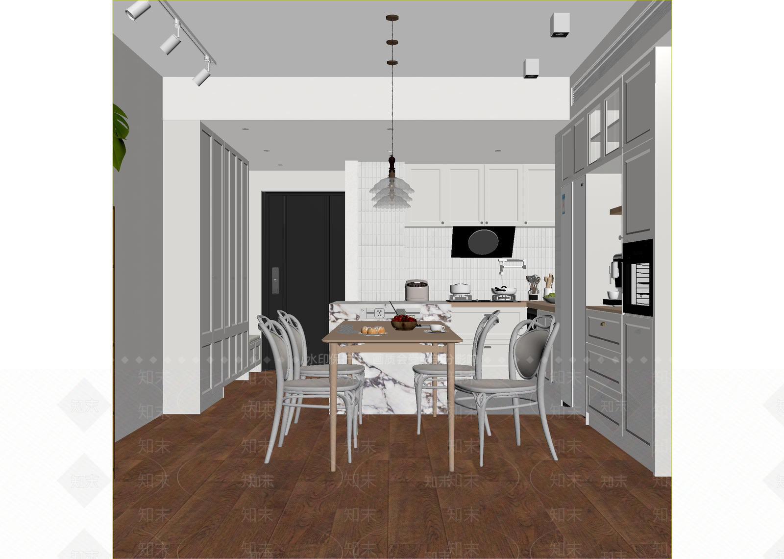 北欧开放式厨房3D模型下载【ID:1214789669】
