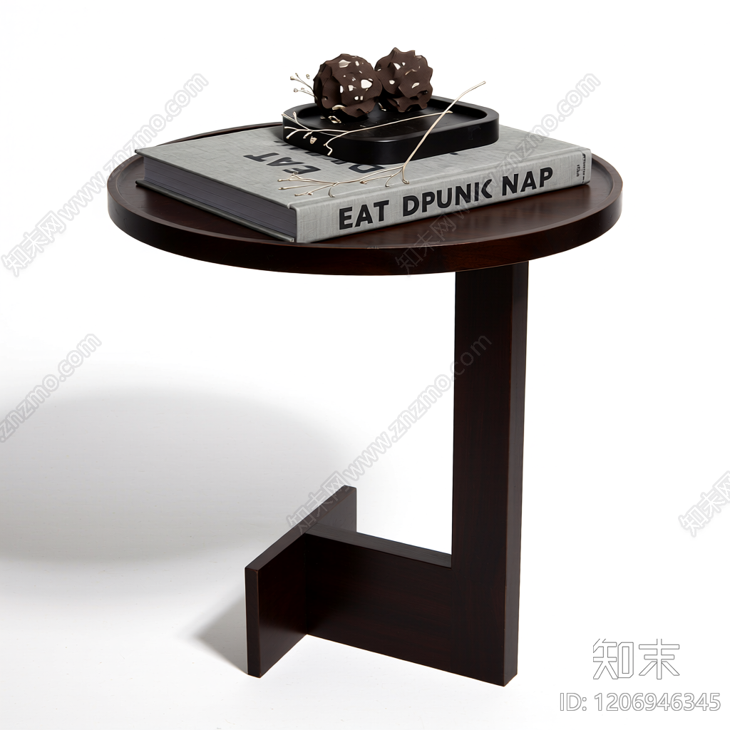 圆形边桌带装饰品3D模型下载【ID:1206946345】