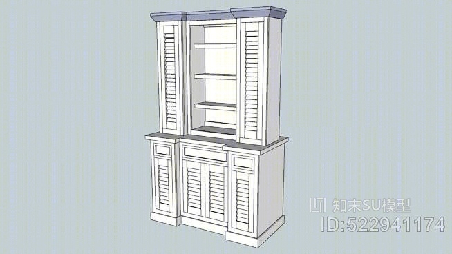 百叶门门厅SU模型下载【ID:522941174】