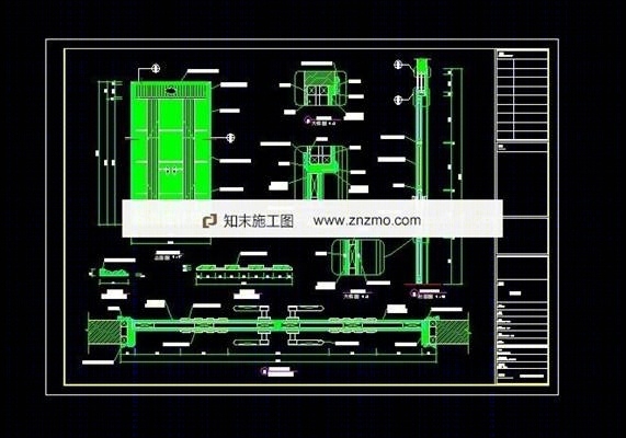 双开装饰木门详图cad施工图下载【ID:36942177】