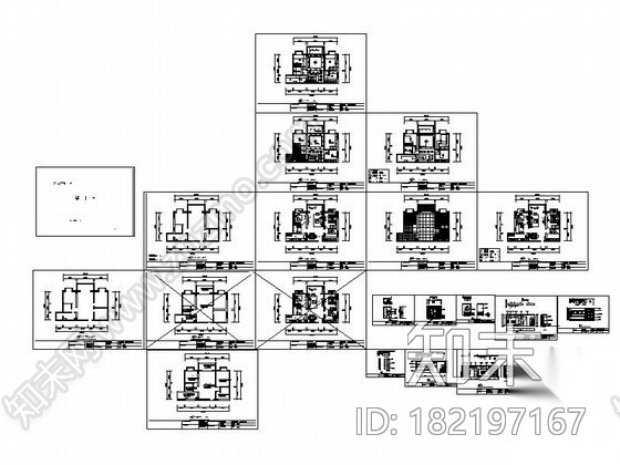 [重庆]精装三居室内装修图cad施工图下载【ID:182197167】