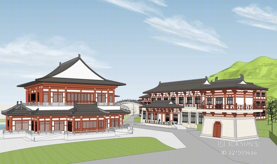 中式古建私人会所SU模型下载【ID:821989686】