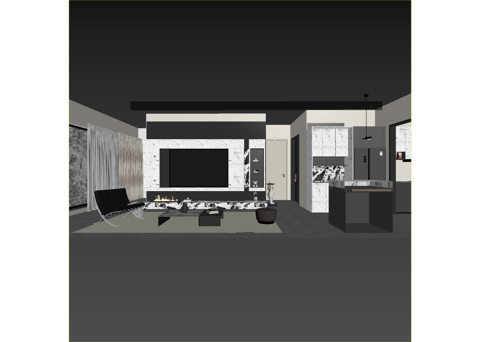 现代客餐厅3D模型下载【ID:1215050547】