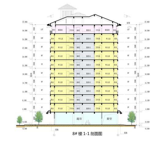 [广东]高层现代风格一字型布局养老服务中心建筑设计方案...施工图下载【ID:151589127】