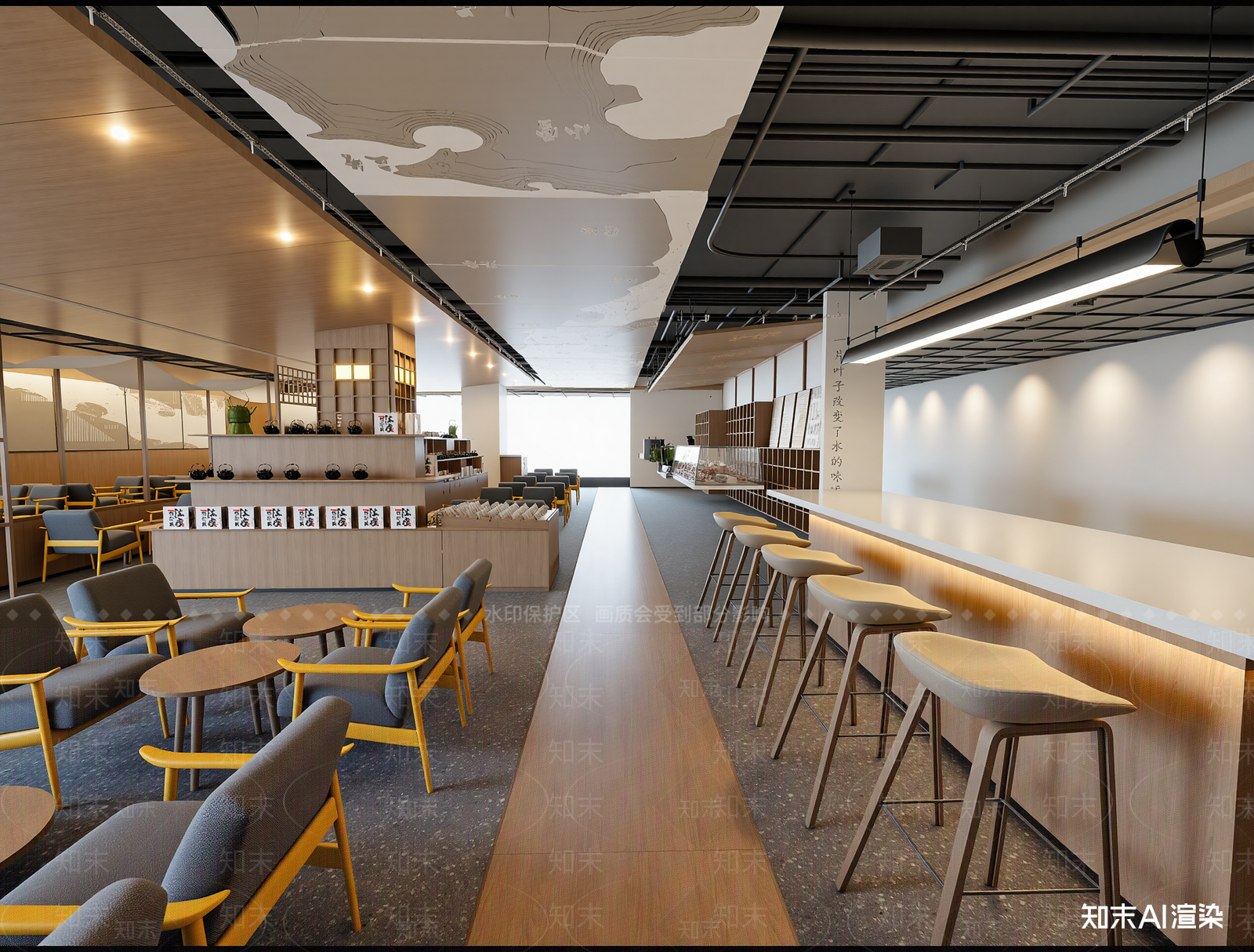 新中式咖啡厅3D模型下载【ID:1214352806】
