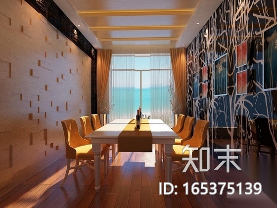 [哈尔滨]简约欧式风格餐饮空间CAD施工图（含效果图）cad施工图下载【ID:165375139】