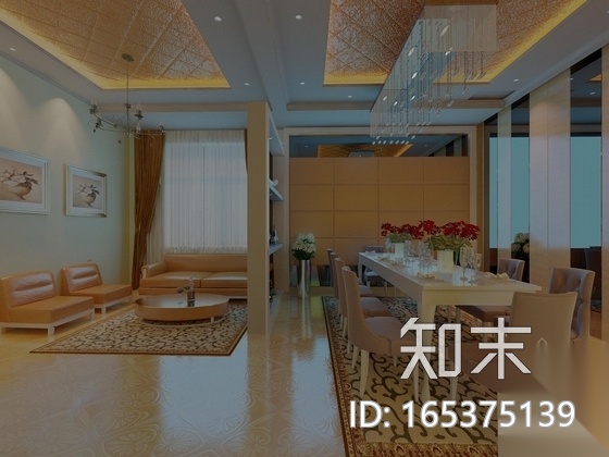 [哈尔滨]简约欧式风格餐饮空间CAD施工图（含效果图）cad施工图下载【ID:165375139】