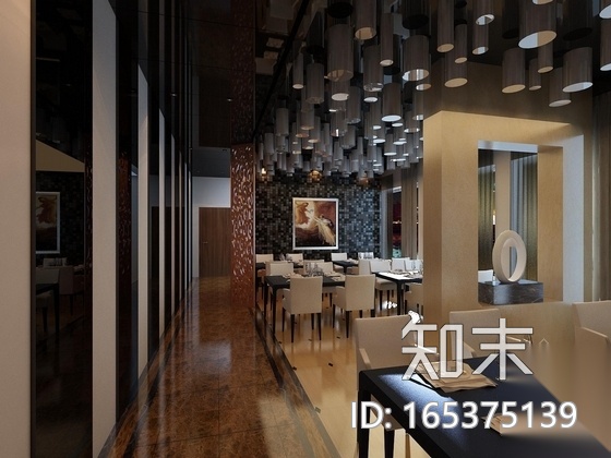 [哈尔滨]简约欧式风格餐饮空间CAD施工图（含效果图）cad施工图下载【ID:165375139】