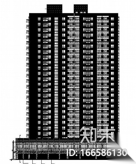 [成都]住宅楼外墙石材幕墙设计图cad施工图下载【ID:166586130】