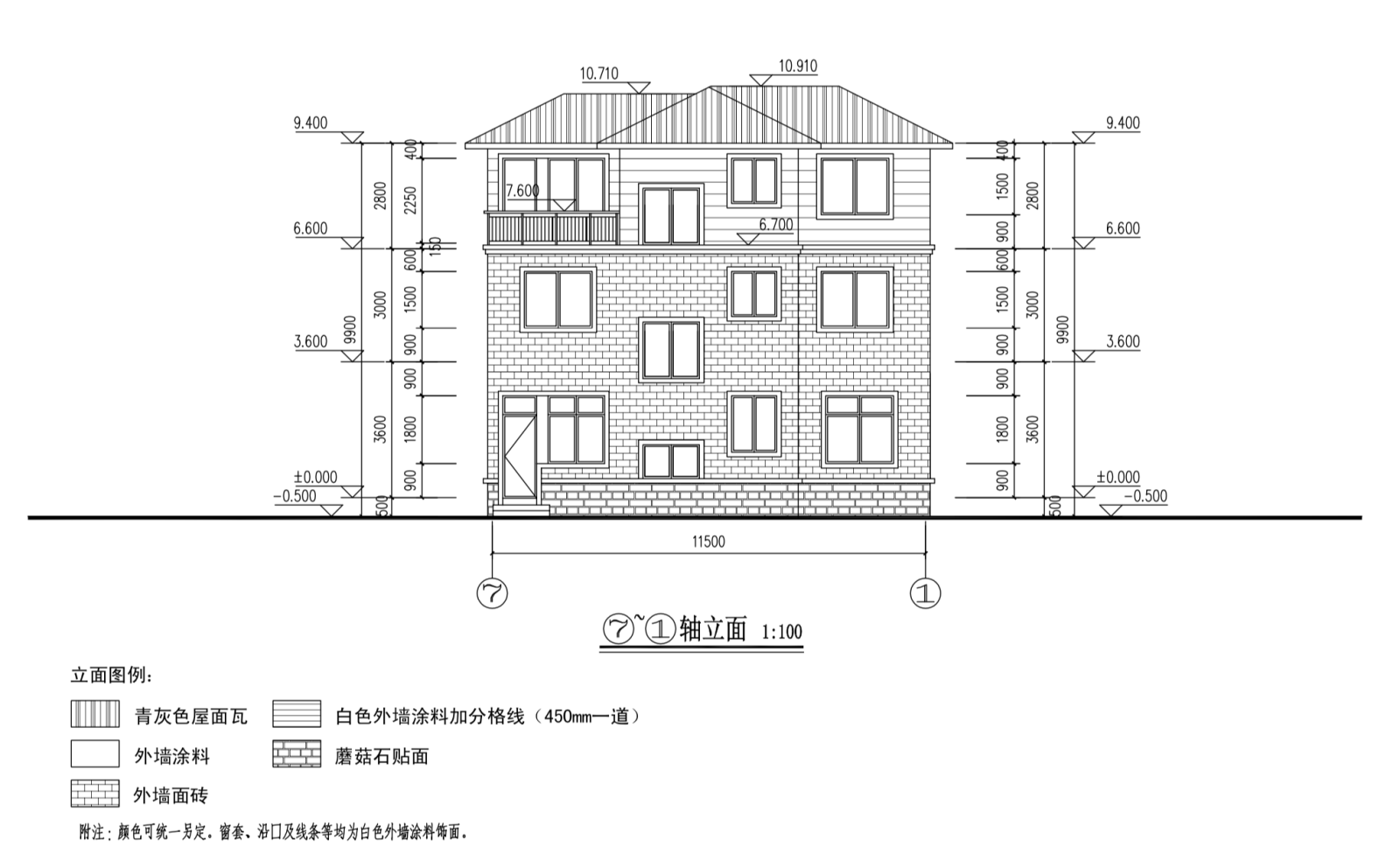 新农村3层独栋别墅自建房建筑施工图下载【ID:149889101】