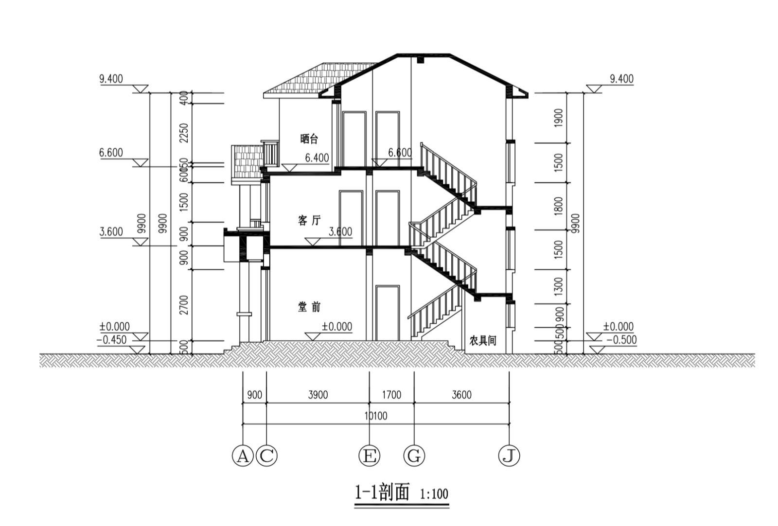 新农村3层独栋别墅自建房建筑施工图下载【ID:149889101】