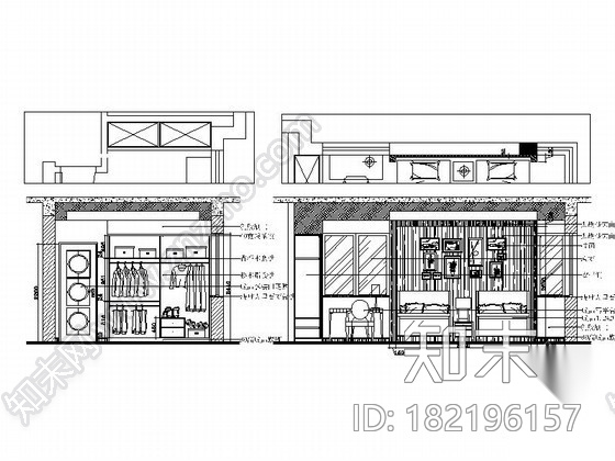 现代中式风格别墅室内设计装修图cad施工图下载【ID:182196157】