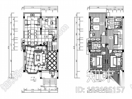 现代中式风格别墅室内设计装修图cad施工图下载【ID:182196157】