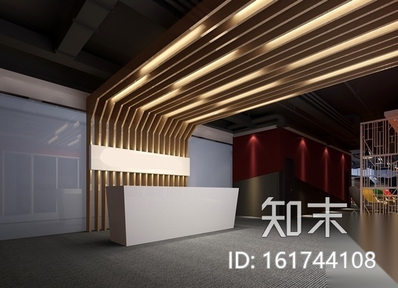 [原创]大气时尚炫酷办公室室内施工图（含高清效果图cad施工图下载【ID:161744108】