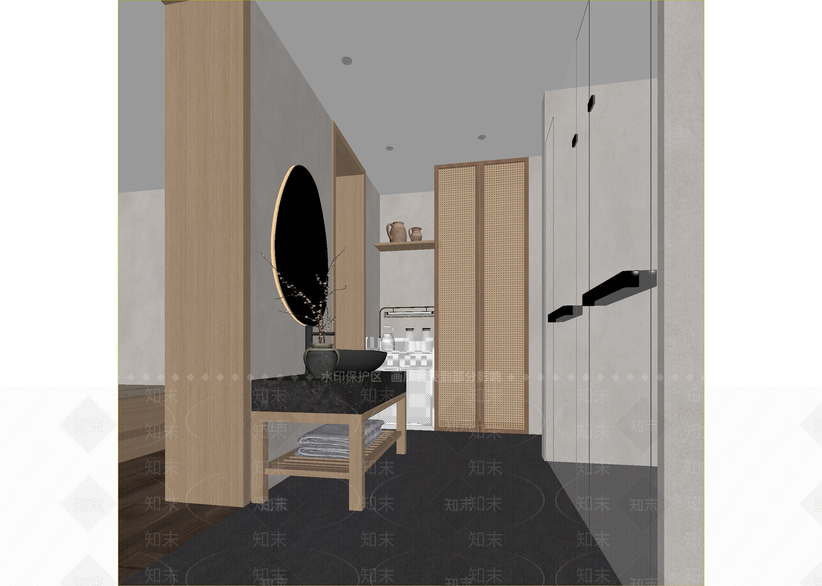日式酒店客房3D模型下载【ID:1215190643】