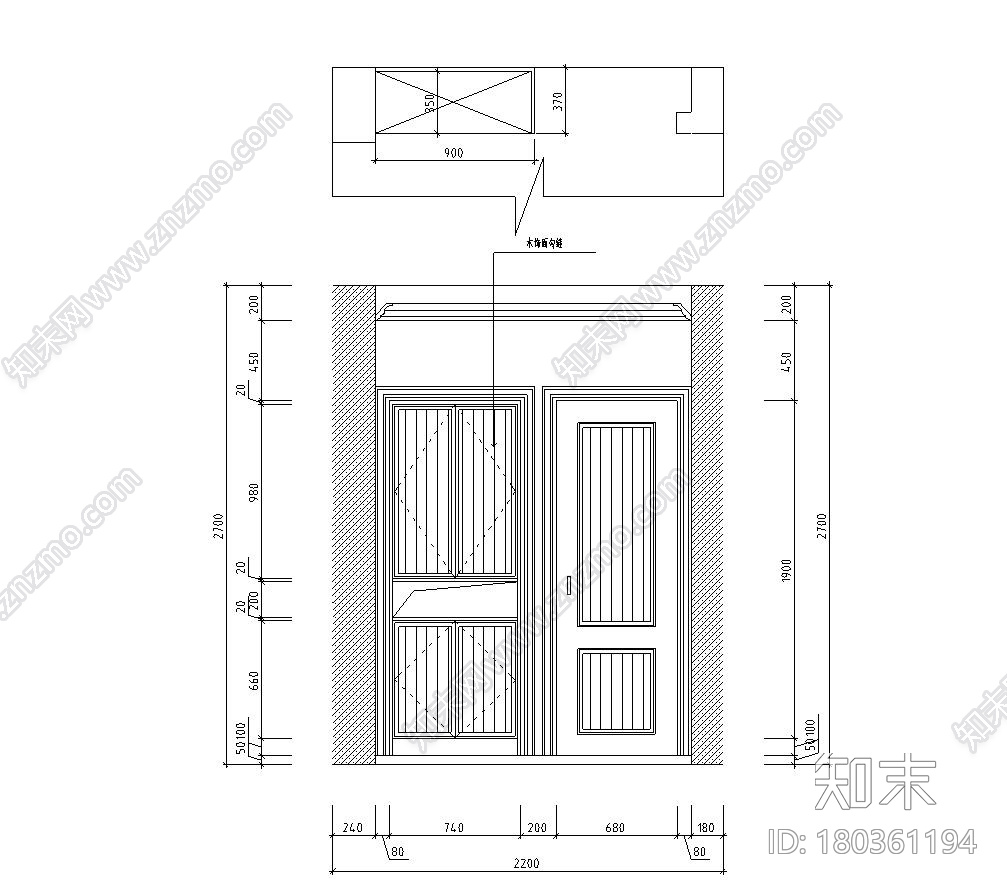 地中海亲亲小屋-两室两厅住宅装修施工图施工图下载【ID:180361194】