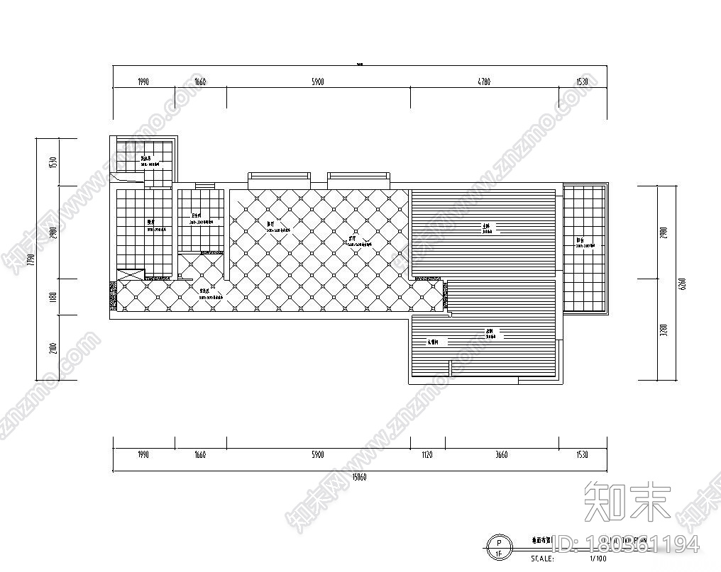 地中海亲亲小屋-两室两厅住宅装修施工图施工图下载【ID:180361194】