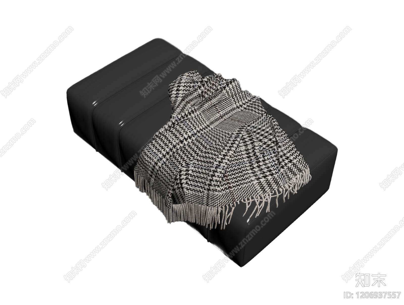 黑色模块沙发带毯子3D模型下载【ID:1206937557】