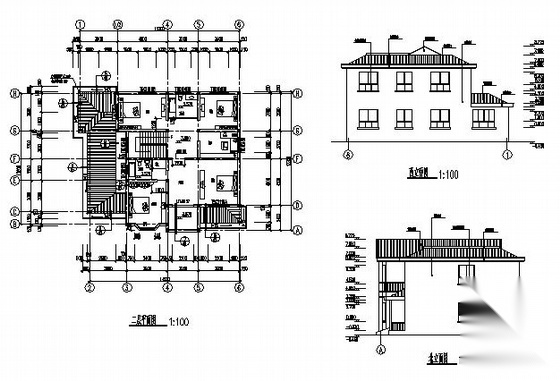 某二层别墅建筑结构施工图cad施工图下载【ID:151388167】