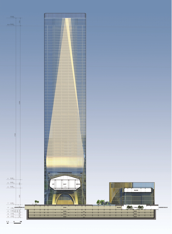 [河南]超高层绿地多功能地标性双塔办公楼建筑设计方案...cad施工图下载【ID:166328161】