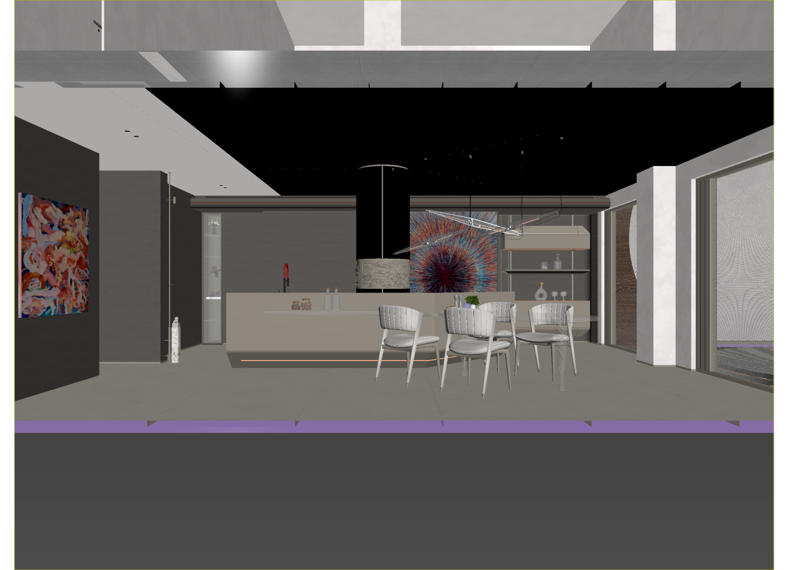 现代民宿大厅3D模型下载【ID:1215150791】