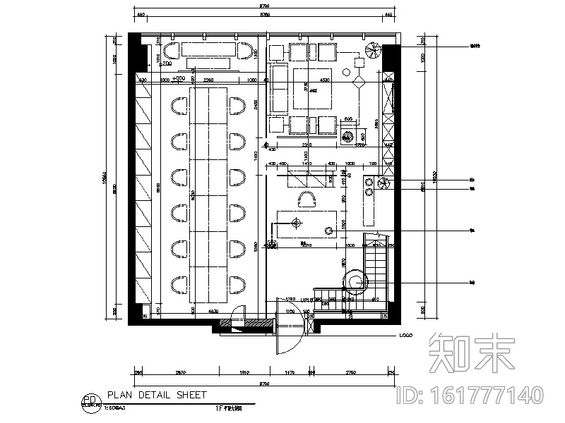 [新疆]现代风格办公室设计CAD施工图（含效果图）cad施工图下载【ID:161777140】