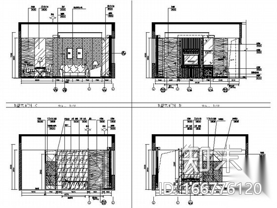 [重庆]现代简约四星级酒店B户型行政套房室内设计施工图cad施工图下载【ID:166776120】