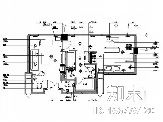 [重庆]现代简约四星级酒店B户型行政套房室内设计施工图cad施工图下载【ID:166776120】