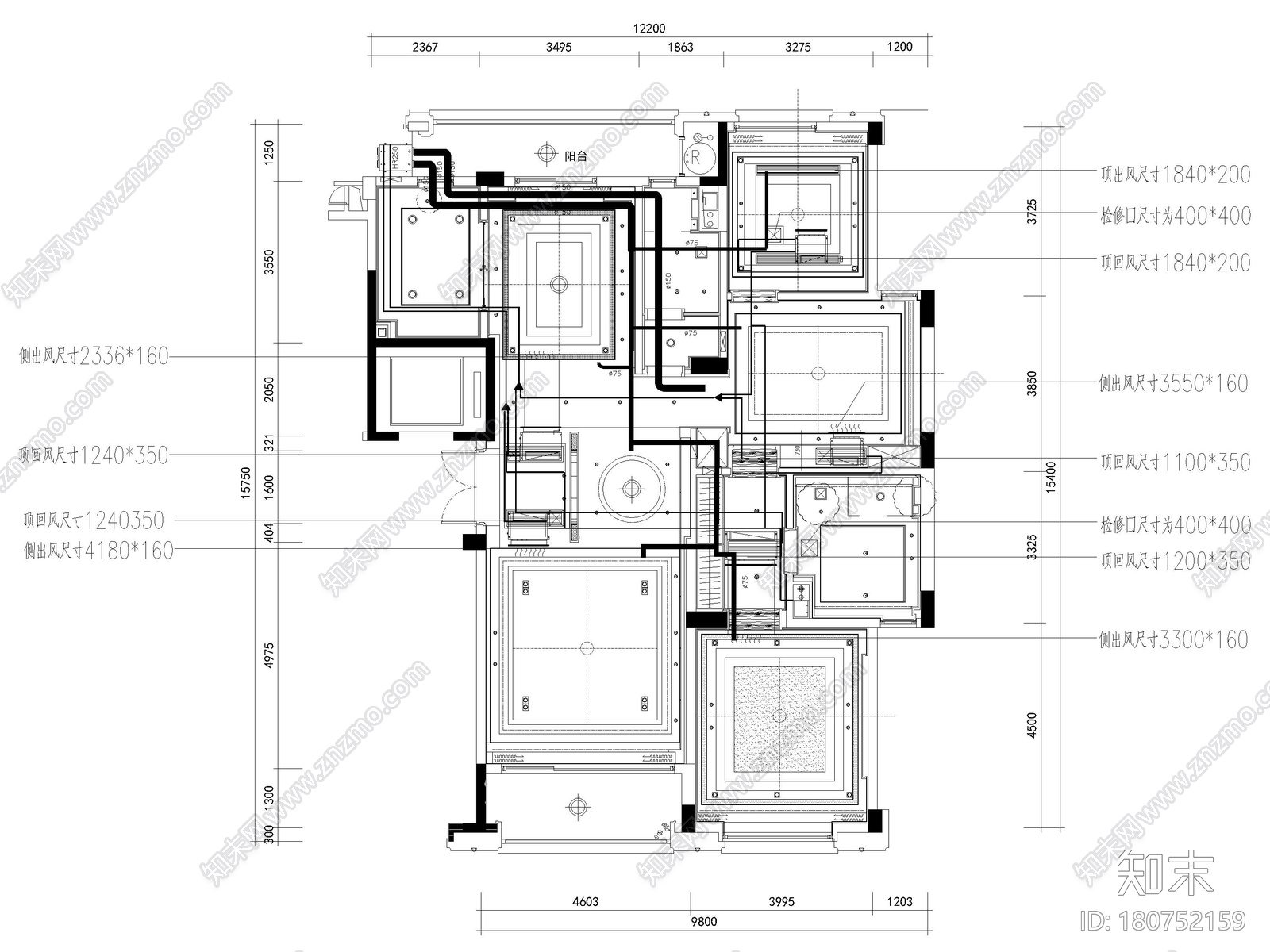 [杭州]西溪诚园270㎡现代跃层样板间施工图施工图下载【ID:180752159】