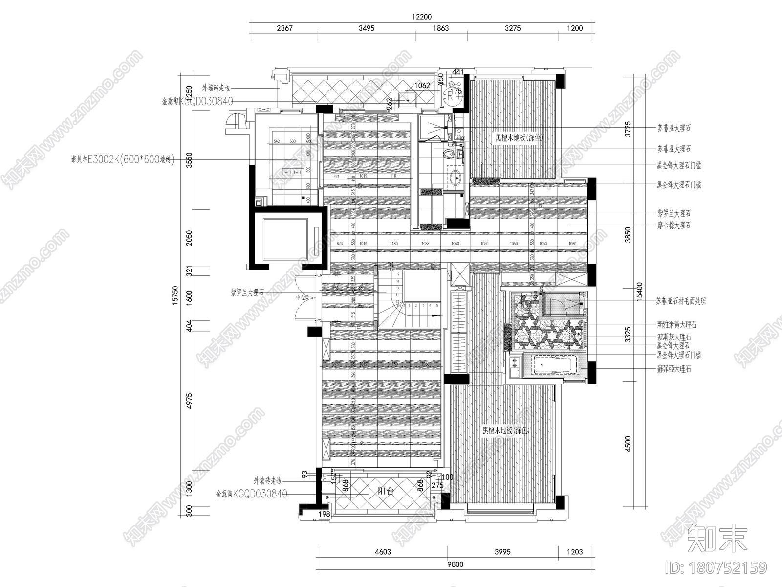 [杭州]西溪诚园270㎡现代跃层样板间施工图施工图下载【ID:180752159】