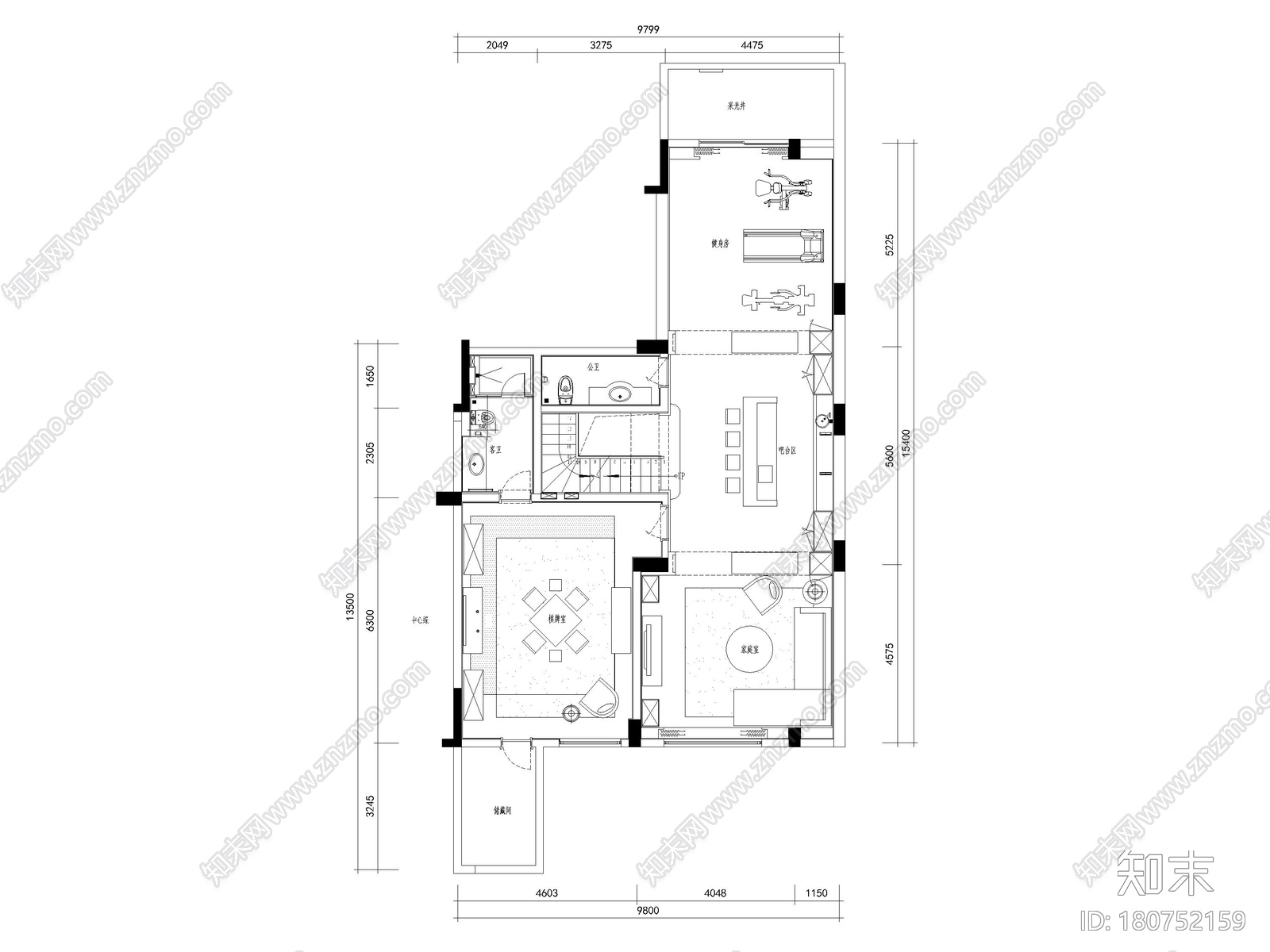 [杭州]西溪诚园270㎡现代跃层样板间施工图施工图下载【ID:180752159】