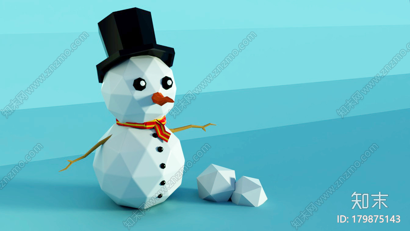 lowpoly雪人CG模型下载【ID:179875143】