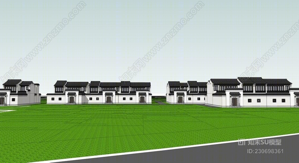 绿城安吉桃花源B区中式别墅SU模型下载【ID:230698361】