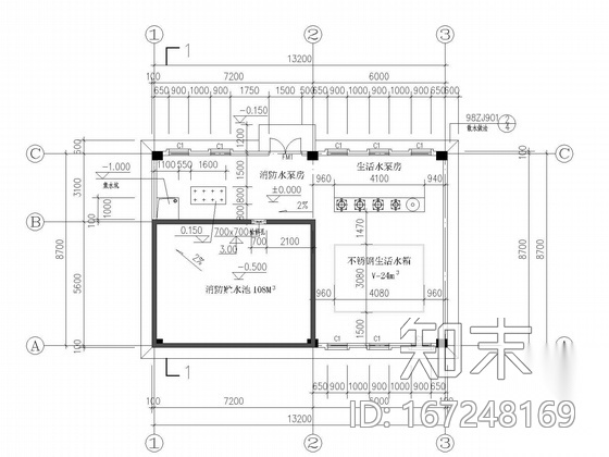 某高速公路匝道收费站水泵房建筑结构水电施工图cad施工图下载【ID:167248169】