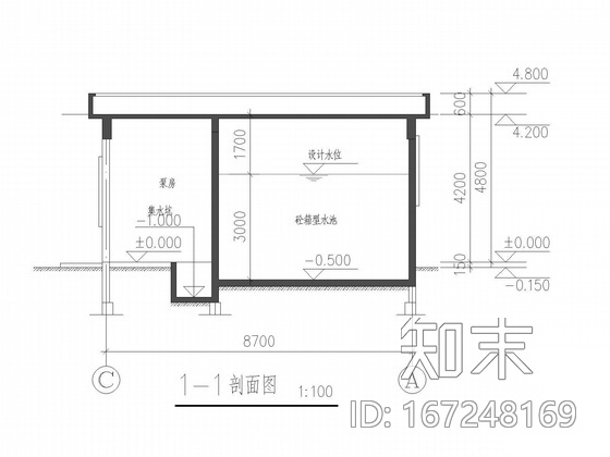 某高速公路匝道收费站水泵房建筑结构水电施工图cad施工图下载【ID:167248169】