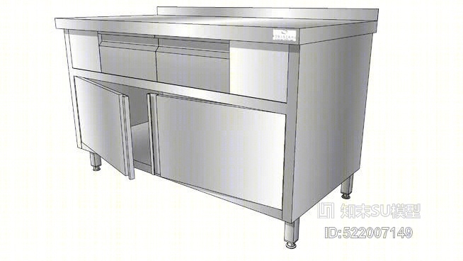 现代不锈钢工作台SU模型下载【ID:522007149】
