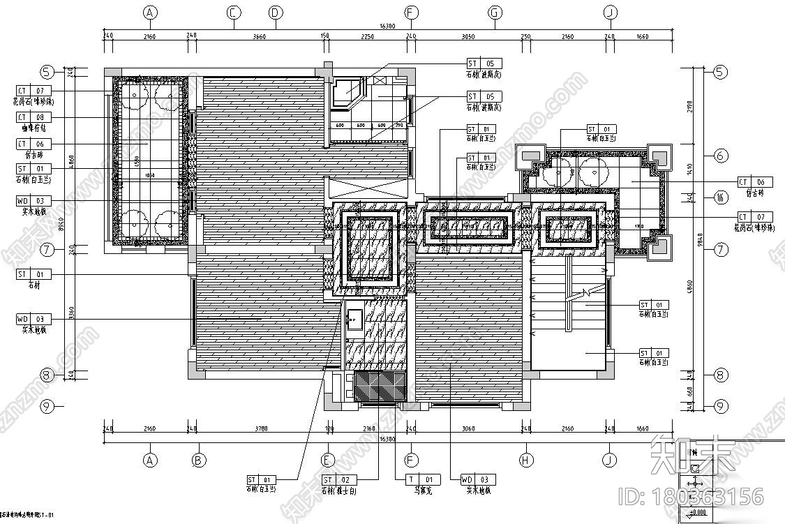 欧式风格三层双拼别墅住宅装修施工图设计cad施工图下载【ID:180363156】